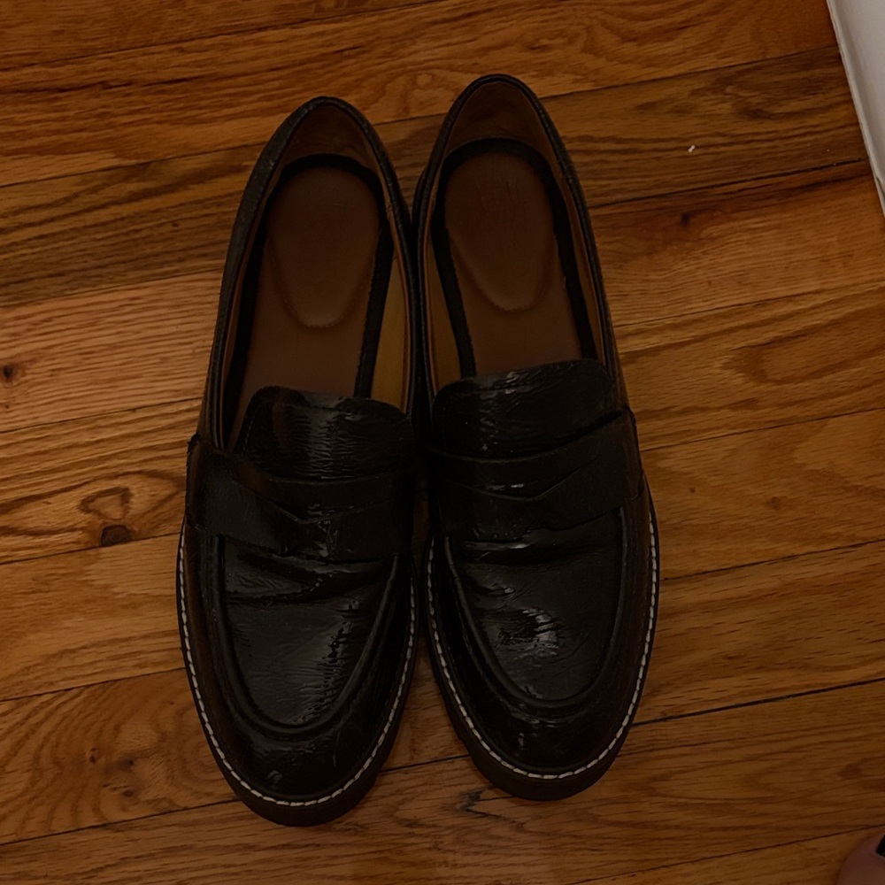 Classic Black Leather Loafers for Women